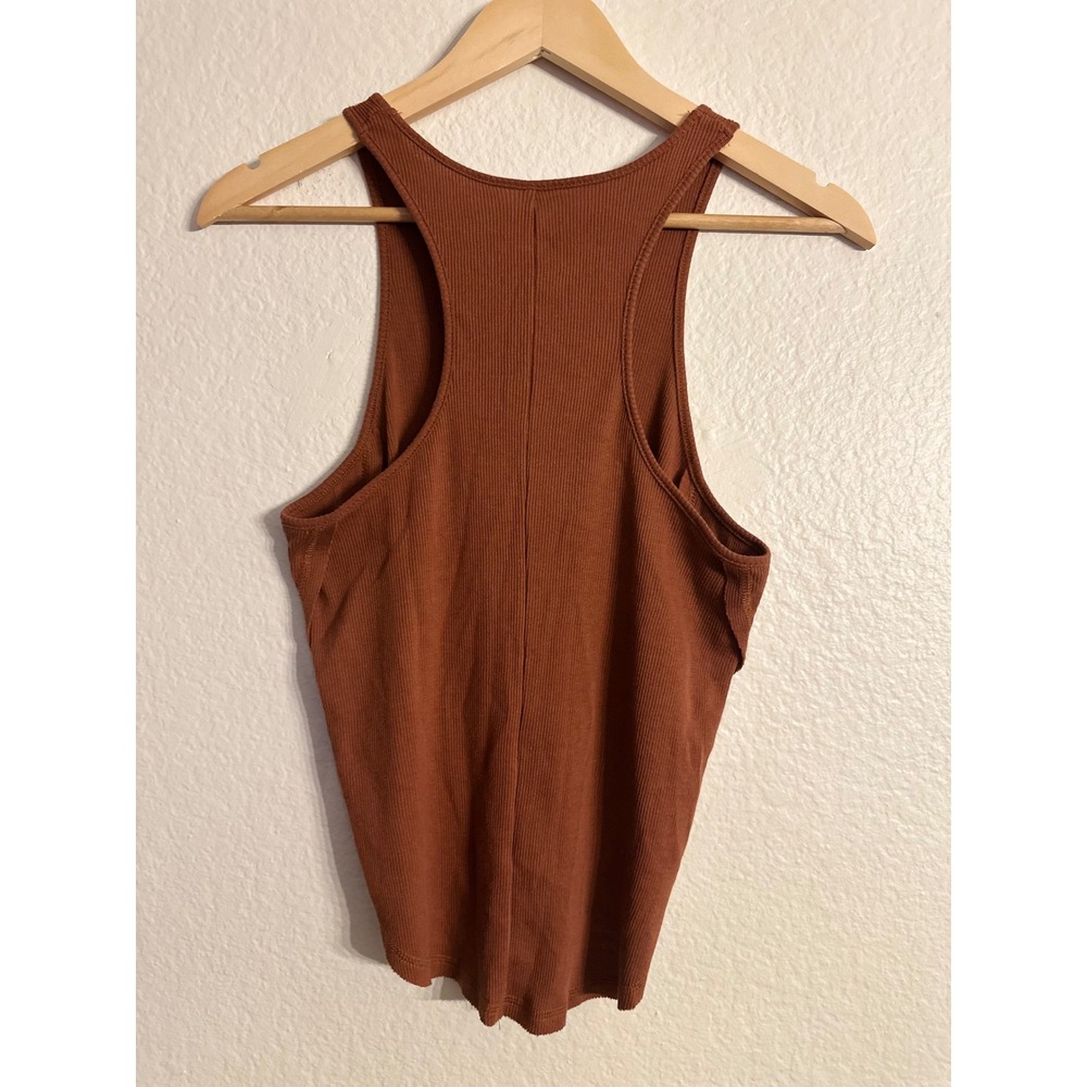 Free People Intimately Ribbed High Neck Tank Top Rust Brown Racerback - Picture 6 of 10
